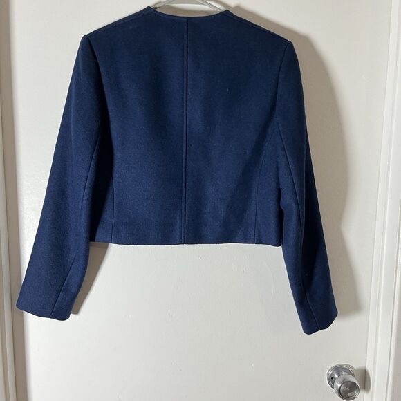 Pendleton Vintage Wool Jacket Cropped Size 6 Navy Blue Made in USA 50's - Picture 2 of 7